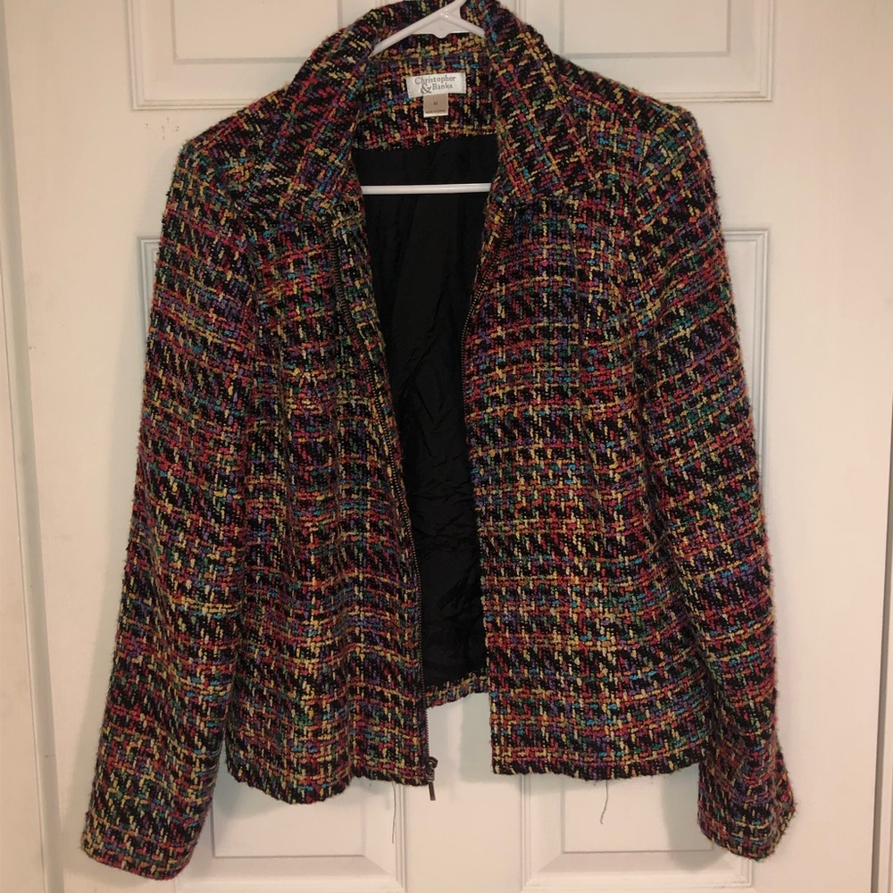 Multicolor woven cropped jacket